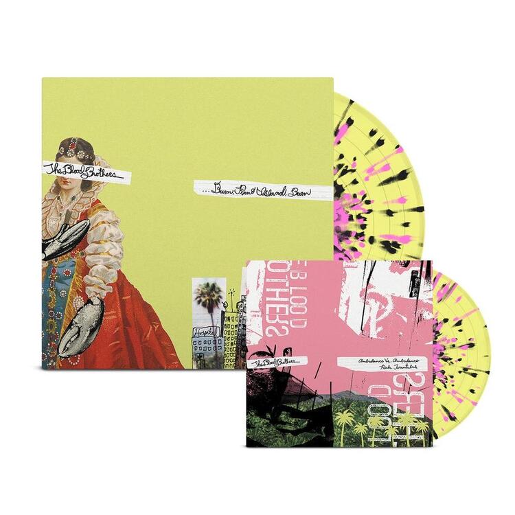 BLOOD BROTHERS - Burn, Piano Island, Burn (Collectors Edition Yellow W/ Pink And Black Splatter Vinyl+ Bonus 7')
