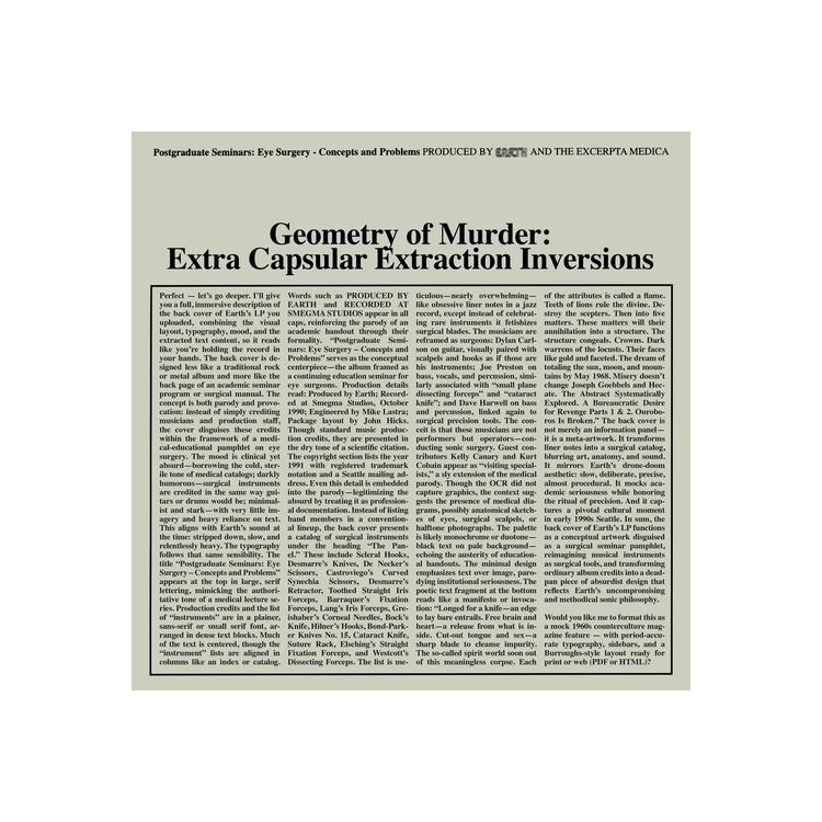 EARTH X BLACK NOI$E - Geometry Of Murder: Extra Capsular Extraction Inversions (Limited Crystal Clear Vinyl)